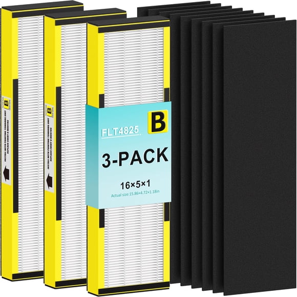 FLT4825 HEPA Filter B Replacement for Guardian Technologies AC4825E AC4300 AC4900 AC4850 Air Purifiers â?? 3 True HEPA Filters & 9 Carbon Filters, H