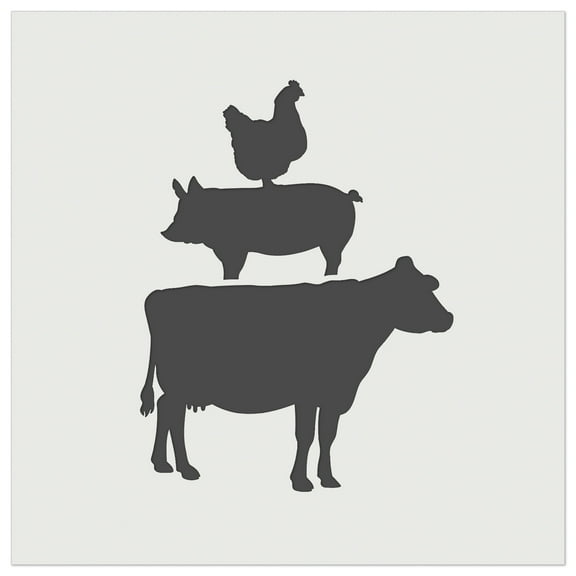 Chicken Pig Cow Stacked DIY Cookie Wall Craft Stencil - 5.5 Inch