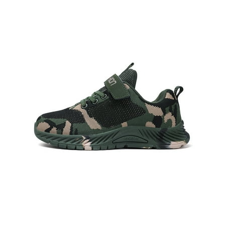 

SIMANLAN Kids Lightweight Athletic Shoes Wear Resistant Sneakers Gym Breathable Round Toe Walking Shoe Green 3Y