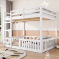 thumbnail image 2 of Tcbosik Wood Bunk Bed Full Over Full Size, Bed Frame with Ladder and Guardrail for Small Space, Bedroom, No Box Spring Needed, White, 2 of 8