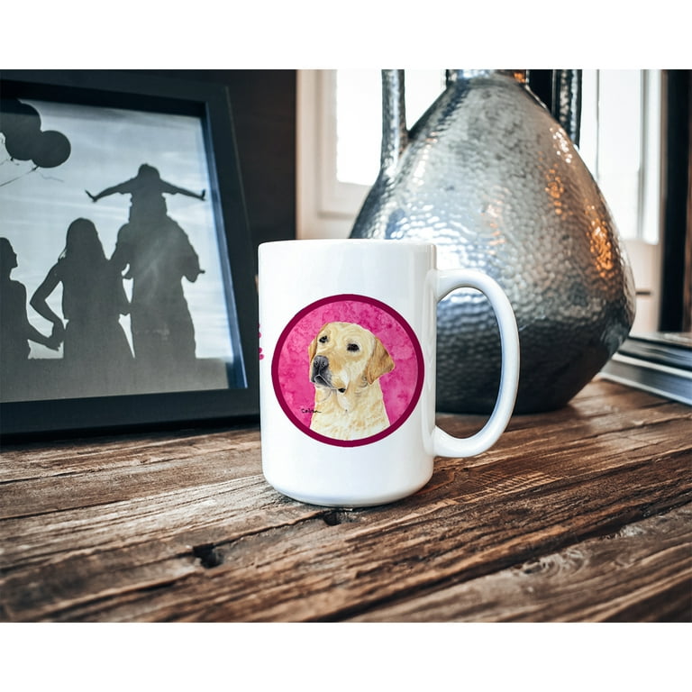 Carolines Treasures SC9133PK-CM15 Labrador Pink Microwavable Ceramic Coffee Mug, 15 oz.