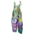 thumbnail image 2 of Usmixi Womens Jumpsuits Vintage Cotton Linen Loose Baggy Adjustable Strap Long Jumpsuits Casual Summer Trendy Floral Print Crewneck Sleeveless Maxi Rompers for Women, 2 of 5