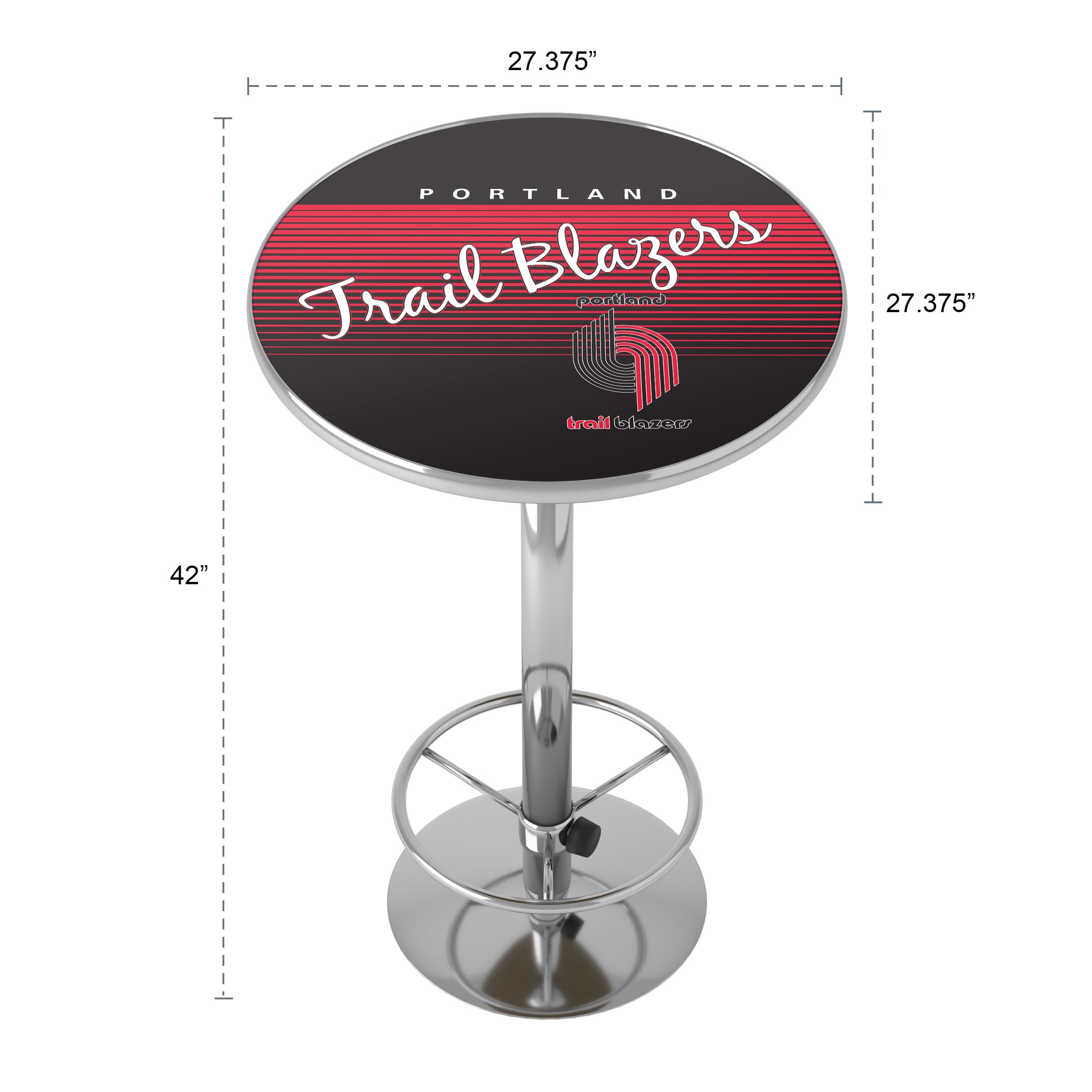 Portland Trail Blazers Hardwood Classics Bar Table with Adjustable Footrest and Acrylic Top