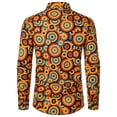 thumbnail image 3 of CONZONE Mens 70S Disco Buttons Down Shirts Long Sleeve Hippie Shirts for Men Trendy Floral Graphic Lapel Soft Lightweight Tops, 3 of 8
