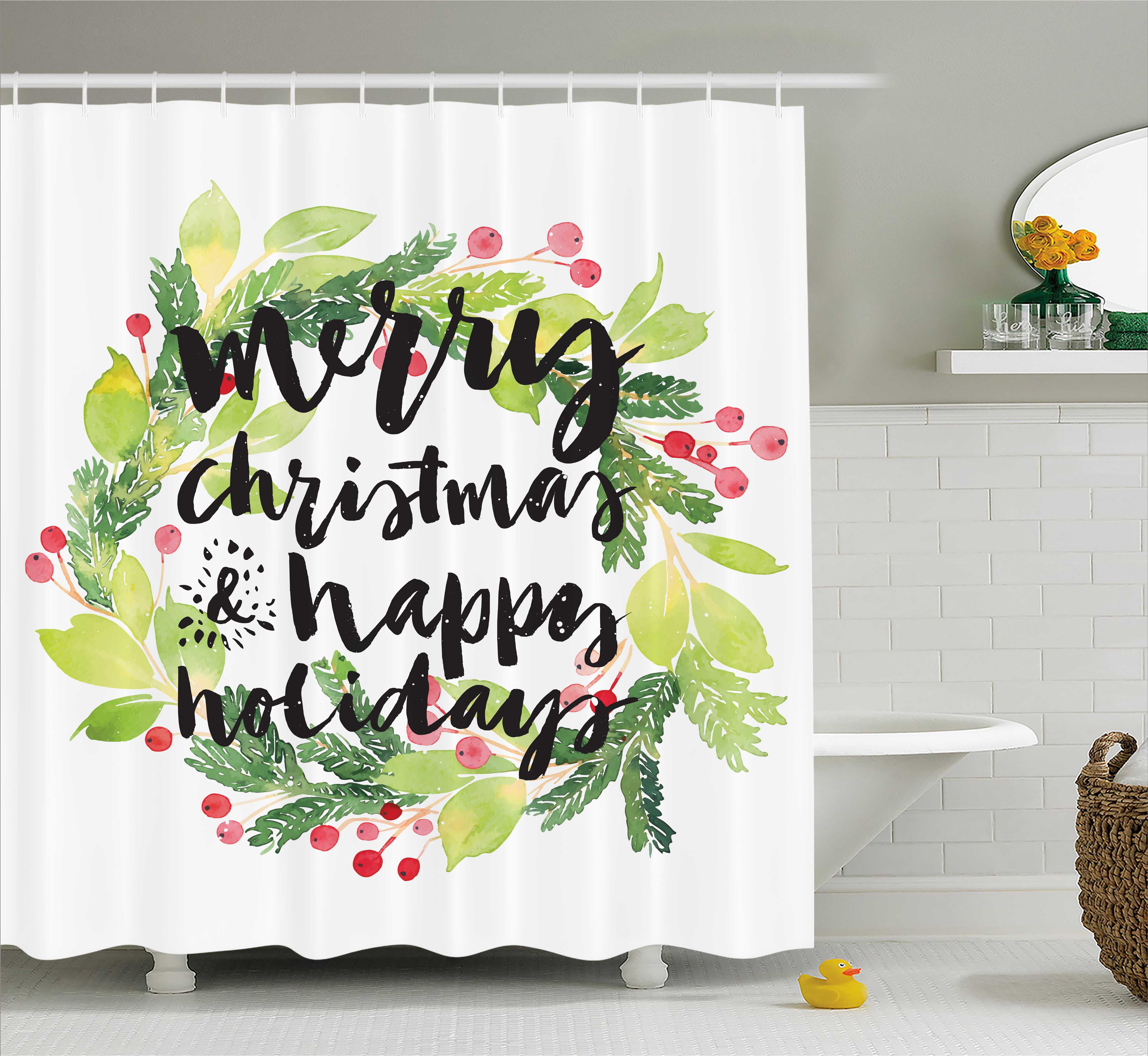 Details about   Winter Reindeer and Sleigh Bathroom Shower Curtain Waterproof Fabric & 12 Hooks 