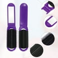 thumbnail image 3 of Unique Bargains 1 Pc Women's Portable Foldable Mirror Comb Travel for Curly Straight Dry Hair Purple, 3 of 6