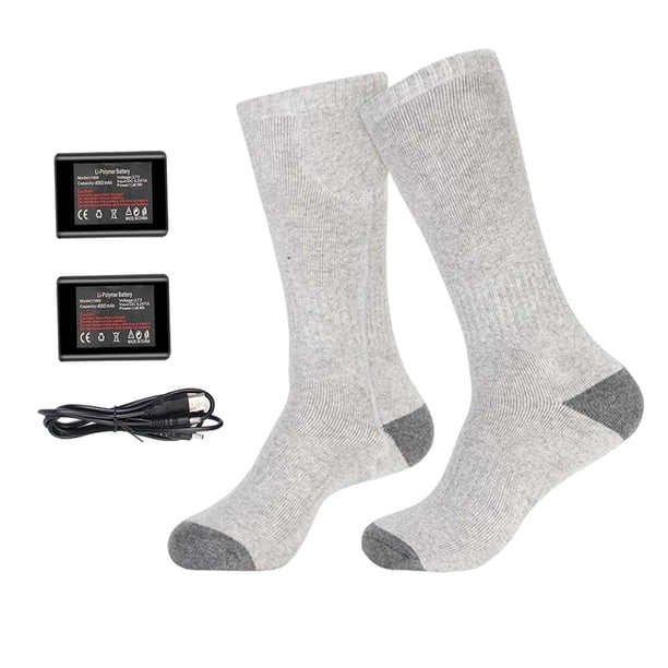Calcetines calefactables Medias largas Cómodas Lavables para acampar Ciclismo al aire libre Gris kusrkot Calcetines calentadores de pies