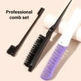thumbnail image 4 of 4pieces Hair Brush Set,Ratted Tail Comb,Edges Hair Brush Teasing Comb 2 in 1 Folding Hair Comb for Women and Men Gifts, 4 of 8