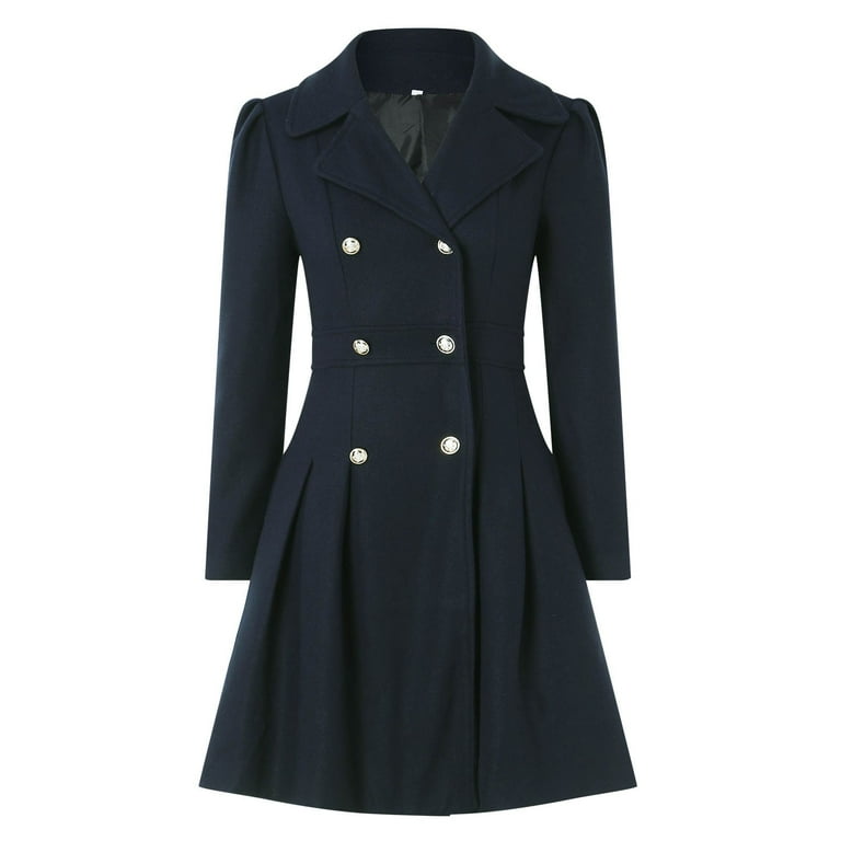 UAYOTSE Coat for Womens Lapel Single Slim Jacket Overcoat Vintage