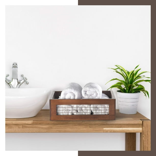 Cestas de madera para encimeras de baño, despensa, cajas nido rústicas, cajas organizadoras de madera para frutas, verduras, productos agrícolas, pan