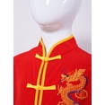 thumbnail image 5 of ranrann Kids Boys Kung Fu Uniform Set Traditional Chinese Embroidered Tai Chi Wing Chun Suit Sport Red 130, 5 of 7