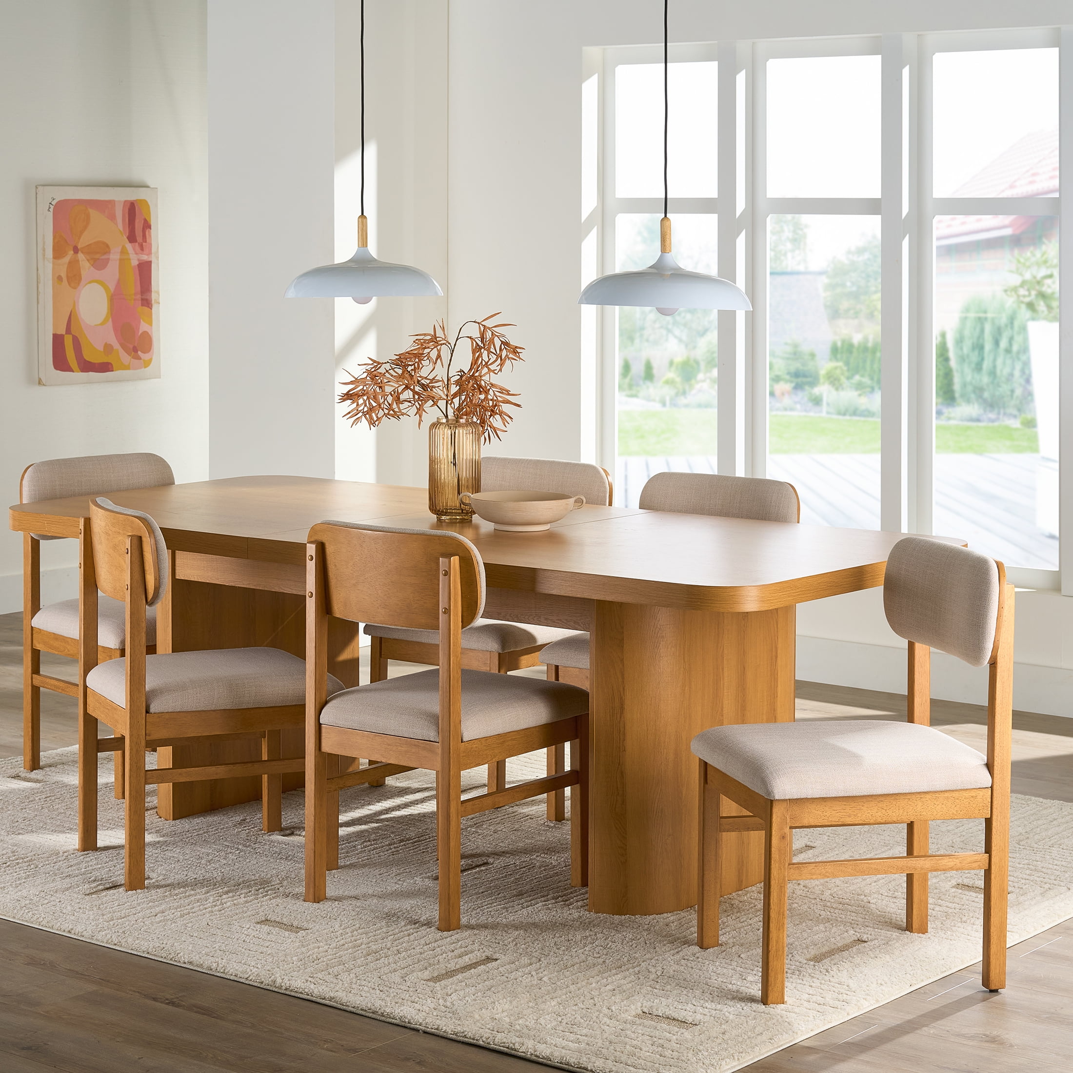 Better Homes & Gardens Juliet Dining Chairs, Light Honey Finish and Cream, Set of 2