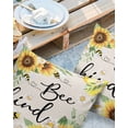 thumbnail image 2 of Pack of 2 Outdoor Pillow Covers, Summer Bee Sunflower Daisy Eucalyptus Honeycomb Linen Waterproof Square Throw Pillowcase Cushion Decorative Pillow Covers for Couch Patio Tent, 26x26 in, 2 of 6