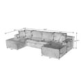 thumbnail image 6 of 133" Oversized Modular Sectional Sofa, Corduroy U Shaped Cloud Couch with Cup Holders and Side Pockets, 6 Seater Boneless Sofa for Living Room, Green, 6 of 6