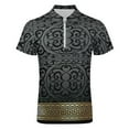 thumbnail image 4 of Greek Key Ornate Black & Gold Men Zipper T-shirt Summer Casual Short Sleeve T-shirt Top, 4 of 7
