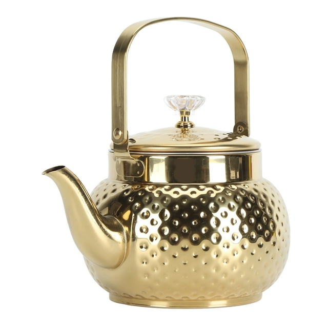 Tetera Para Estufa, Tetera De Acero Inoxidable Con Infusor, Fácil De Limpiar, Capacidad Moderada, Calor Rápido, Para Té Verde, Café, Dorado