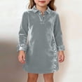 thumbnail image 4 of Tdoqot Girls Velvet Sequin Dress- Soft Long Sleeve Luxurious Turndown Collar Kids Party Mini Dresses Gray Size 7-8 Years, 4 of 6