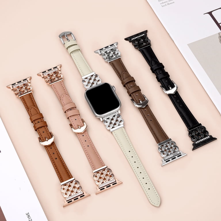 Stylish Genuine Leather Apple Watch Band for Women 38mm 40mm 41mm - Dressy Slim Slim Leather Band for Apple Watch Bands 38/40/41/42/44/45/46  main image 2