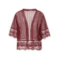 thumbnail image 6 of Caitzr Women's Casual Lace Cardigan Summer Lightweight Crochet Floral Short Sleeve Shrugs Mesh Sheer Bolero Cover Up, 6 of 8