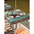 thumbnail image 6 of Outdoor Tablecloth with Umbrella Hole, Texas Star Western Spillproof Waterproof Outdoor Table Cover, Vintage Teal Brown Wooden Farmhouse Patio Tablecloths for Party/Garden/Picnic, Square 54"x54", 6 of 9