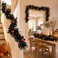 thumbnail image 5 of OCCOA 5.7ft Black Maple Leaf Pumpkin Garland Halloween Artificial Fall Vine with Faux Pumpkins Berries for Mantel Staircase Fireplace Door Party Decor, D, 5 of 6