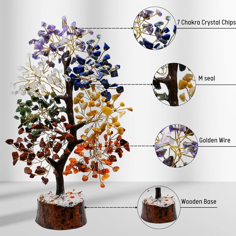 7 Chakra Crystal Tree - Healing Crystal Bonsai Tree Room Decor Office Desk  Decor - Walmart.com