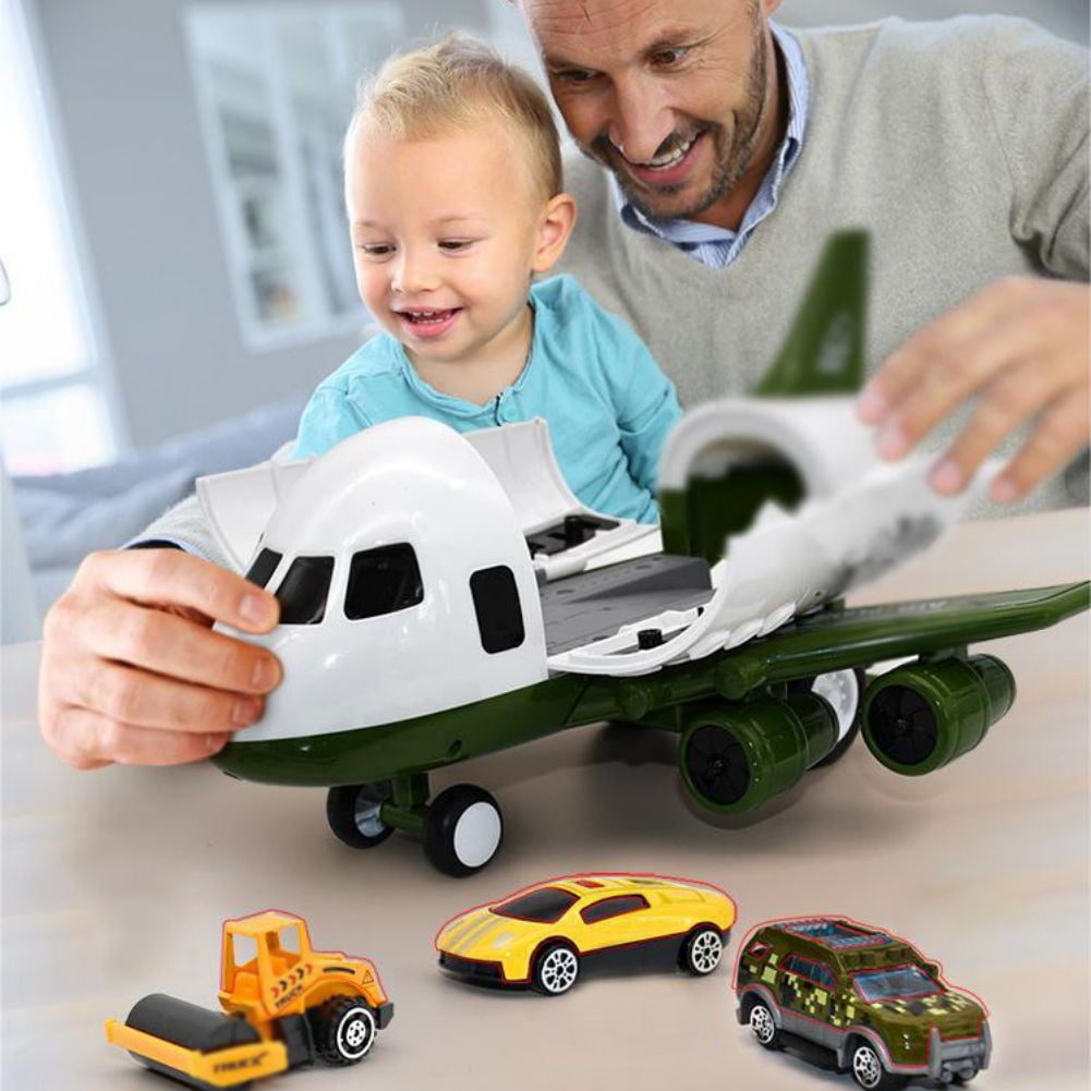 Esaierr Toddler Airplane Playset Transportation Cargo Plane Toys Includes 9 Mini Cars Airplane Parking Lot Suitable for Boys and Girls 3 4 5 6 Years Old