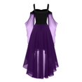 thumbnail image 4 of Robes Style Gothique pour Femmes Grande Taille Robe Midi Élégante avec Manches Évasées Ourlet Irrégulier, 4 of 5