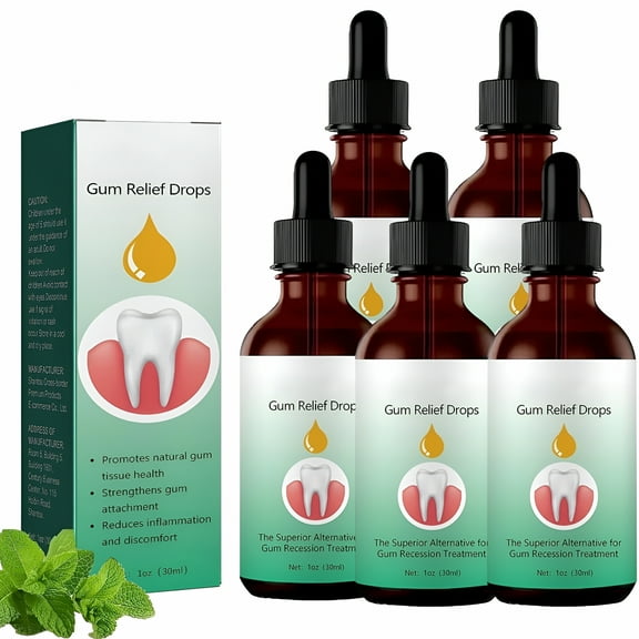 RAGUPEL Gum Relief Drops,Gum Therapy Gel For Damaged Gum,Repair Gum Regrowth for Receding Gum,Natural for Oral Care,30ML (5Pcs)