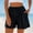 Shorts-A92Black, variant on Women Pleated Shorts High Waisted Flowy Casual Shorts with Pockets Elastic Waistband Pull on Textured Rib Knit Summer Lounge Vacation Dressy Shorts Beige XL
