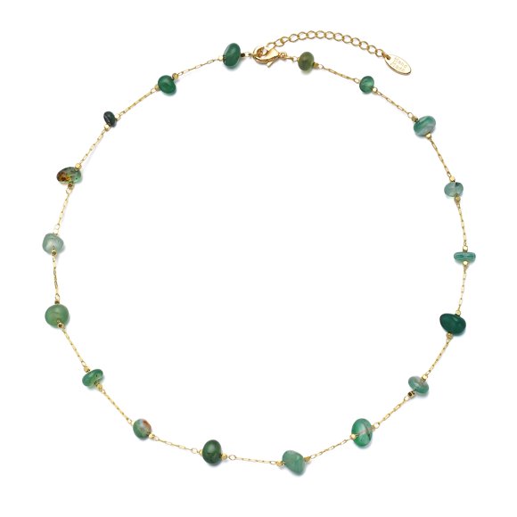 Collar JURYLOO Gargantilla de Cuentas con Aventurina Verde 36 cm