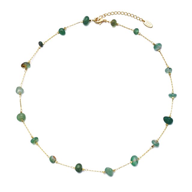 Collar JURYLOO Gargantilla de Cuentas con Aventurina Verde 36 cm