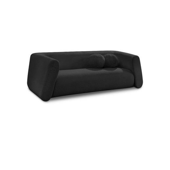 Meridian Furniture Abbington Contemporary Boucle Fabric Sofa in Black