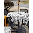 thumbnail image 6 of Square Outdoor Tablecloth with Umbrella Hole Black White Video Game Outside Table Cloth Waterproof Patio Table Cover Console Computer Gaming Sketch Style Zipper Tablecloths for Picnic 54x54 Inch, 6 of 8