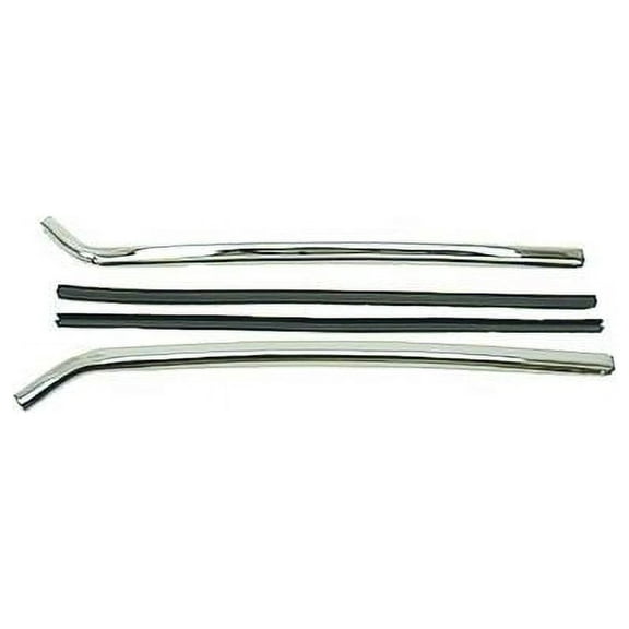 Right and Left Side Quarter Glass Window Frame Trim with Rubber Inserts Set - Chrome - Compatible with 1967 - 1969 Chevy Camaro 1968