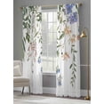 thumbnail image 4 of Spring Floral Leaves Sheer Curtains 84 Inch Length 2 Panels Set, Vintage Flowers Farmhouse Voile Window Treatment Rod Pocket Curtains Sheers Drapes for Bedroom/Living Room/Kitchen 52"x84"x2, 4 of 7