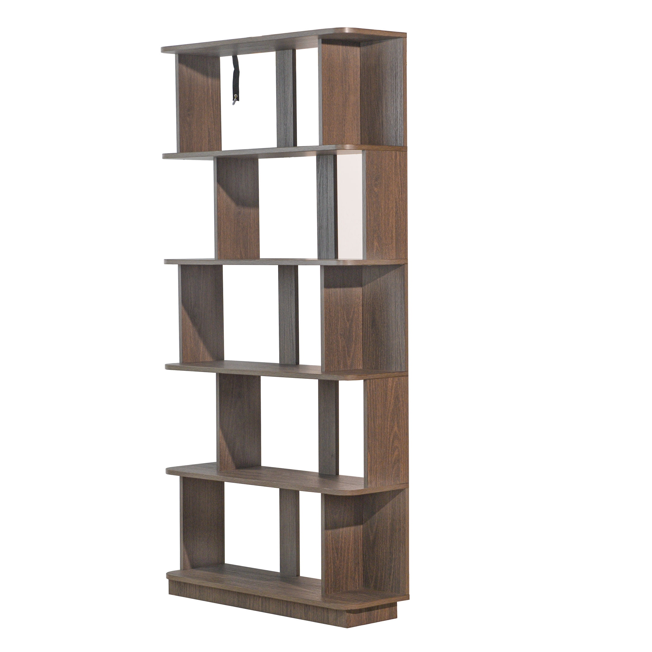 GDF Studio Derwin Modern 5-Tier Open Storage Bookcase, Wooden Media Bookshelf Organizer for Home Office, Dark Brown
