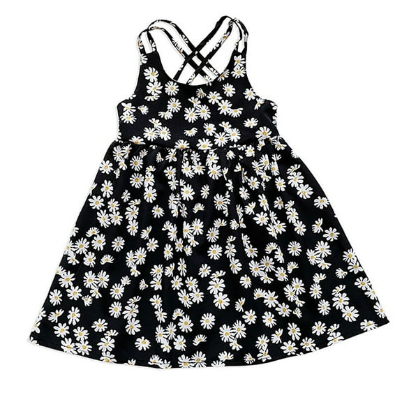 PINQI A Line Toddler Girls Sundress Girls Daisy Sleeveless Dress Floral Slip Kids Clothes Dress Baby Beach Girls Dress for 1 to 6 Years
