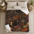 thumbnail image 5 of Printed Flannel Throw Blanket with Sunflowers, Pumpkins, Bottles and Books Print, 5 of 9