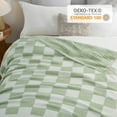 thumbnail image 5 of Snuggle Sac Reversible Checkered Throw Blanket Soft Plaid Bed Blanket Textured Striped Throw,Green,50*60", 5 of 5