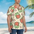 thumbnail image 5 of Easygdp Frog Hold Strawberry Men's Hawaiian Shirts Print Lapel Short Sleeve for Beach, vacation, party, casual occasions - Large, 5 of 9