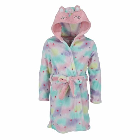 Renee Rofe Robe Rene Rofe Girl's Hooded Fleece Robe with 3D Unicorn Horn and Ears ...