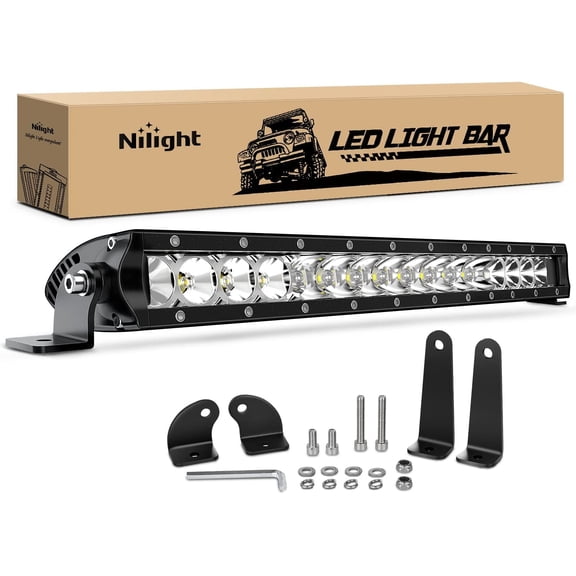 Nilight LED Light Bar 2" 100W Spot & Flood Combo Single Row 9000LM Off Road 3D LED Fog & Driving Light Roof Bumper Light Bars for Jeep Ford Trucks Boat