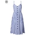 thumbnail image 3 of Luxtrada Women's Dresses Summer Boho Floral Spaghetti Strap Button Down Belt Swing A line Midi Dress with Pockets (Stripe Blue,M), 3 of 7