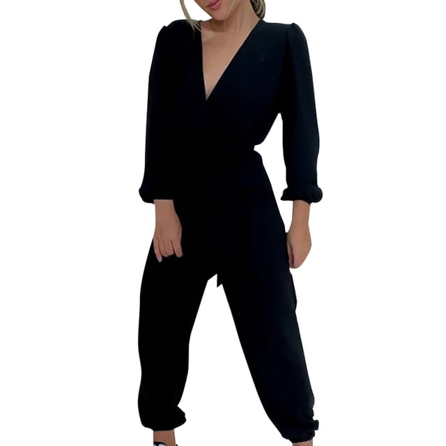 Gibobby Mono Ajustado de Verano Monos de mujer Monos de mujer Verano Cómodo Casual Tirantes Pantalones cortos Monos de color sólido(Negro, S)
