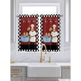 thumbnail image 2 of Kitchen Curtains 45 Inches length, Chef Window Treatment Curtain Drapes, Cartoon Red Food Cooking Black White Buffalo Check Lightweight Window Panels for Living Room Bedroom, 52"x45", 2 Panels, 2 of 7
