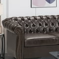 thumbnail image 2 of Noble House Augus 3 Seater Button Tufted Sofa, Brown, Dark Brown, 2 of 10