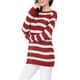 thumbnail image 4 of SUÉTER TUNIC DE RAYAS SUELTO DE MANGA LARGA Y CUELLO REDONDO PARA MUJERES CHIC INSPIRADORAS 2XL ROJO, 4 of 7