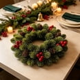 thumbnail image 5 of Artificial Cypress Christmas Wreath Pinecone Red Berry Front Door Hanging Holiday Decor, 5 of 6