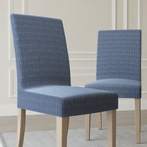 No. 918 Sparta 2-Pack Houndstooth Textured Stretch Fit Elastic Dining Chair Cover Pair, Denim Blue
